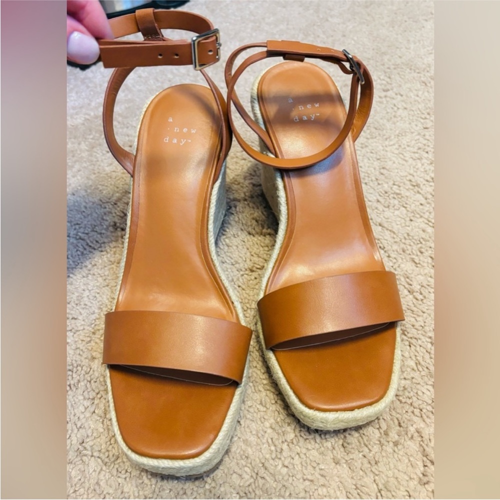 A New Day Cognac strapping espadrille sandals sz. 7